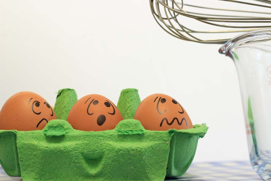 Eggs with concerned faces