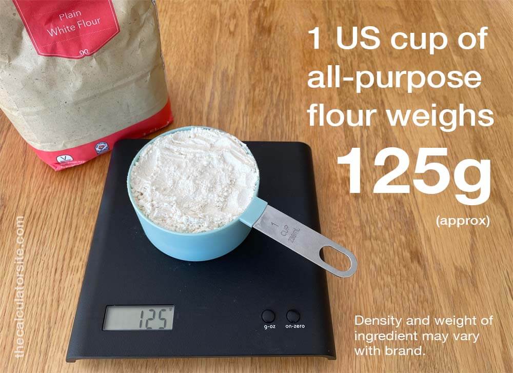 1 cup of flour weighs 125g