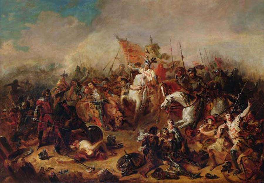 The Battle of Hastings in 1066, by artist Francois Hippolyte Debon (1807-1872)