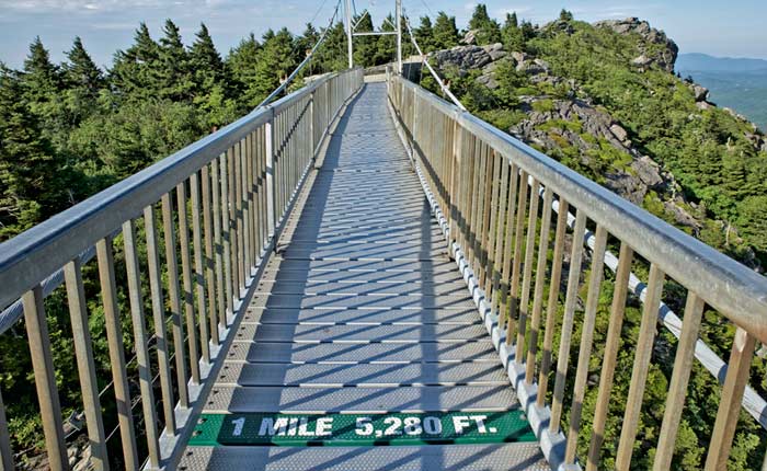 Grandfather Mountain Bridge showing miles and feet conversion