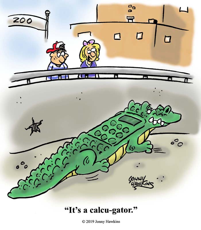 Cartoon of a 'calcu-gator'